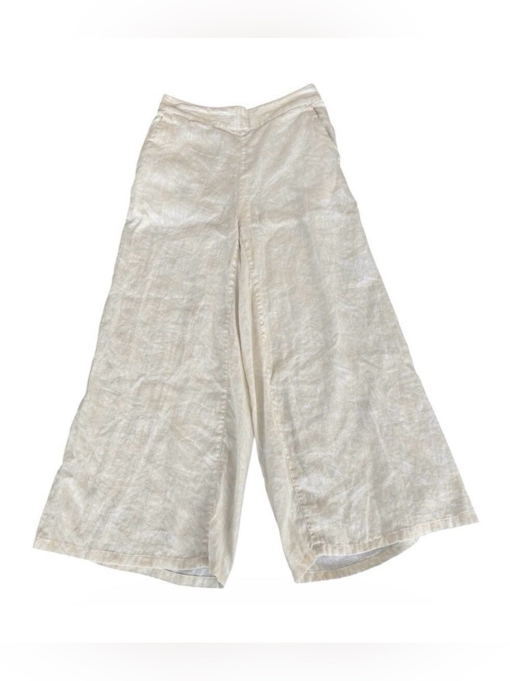 Nicole Miller New York 100% Linen Wide Leg Floral Print Pants European Flax S
